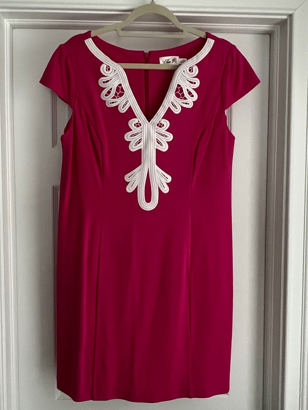 Eliza J Fuchsia Mini Dress with White Appliqué Trim